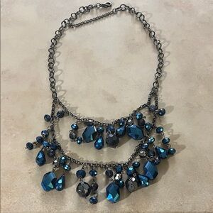 Elegant vintage Blue Crystal Necklace